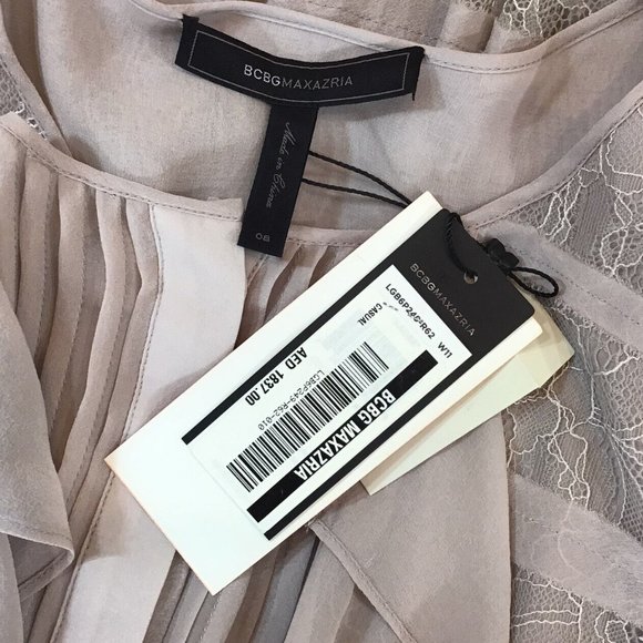 NWT $348 BCBG MaxAzria Womens Size 8 Kadee Long Sleeve Lace Dress in Rose Mist - Picture 12 of 12